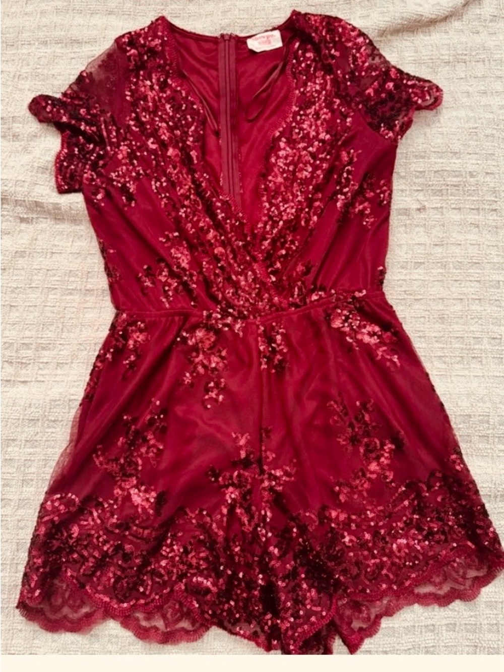 Showpo Burgundy Romper Sequin